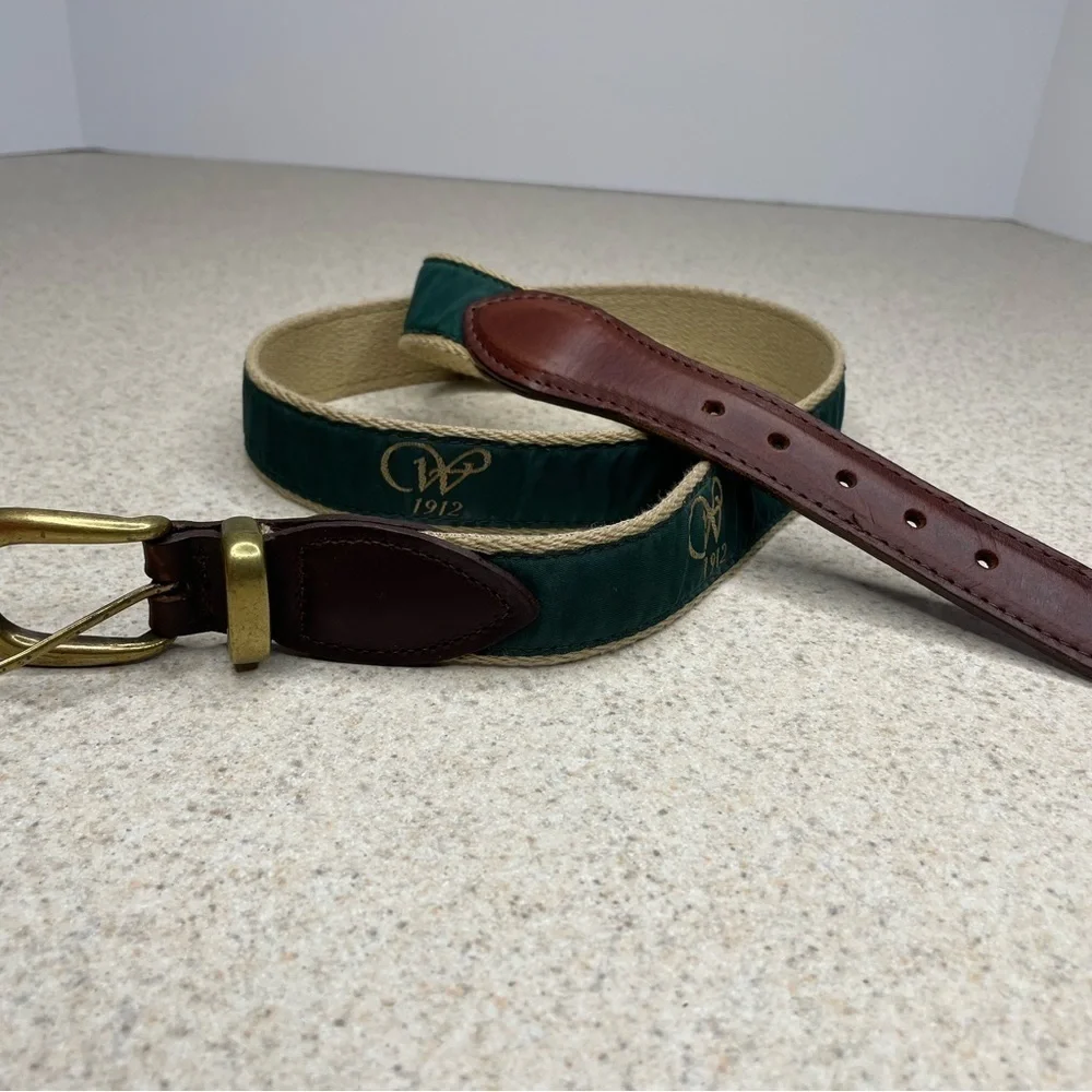 NWOT Green Fabric Ribbon Leather Belt Size 42